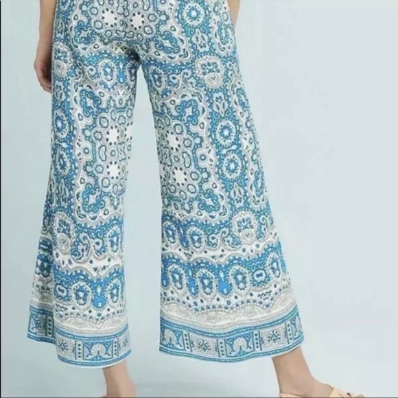 Feather Bone by Anthropologie Paisley Print Wide Leg Ankle Pants - Picture 10 of 10